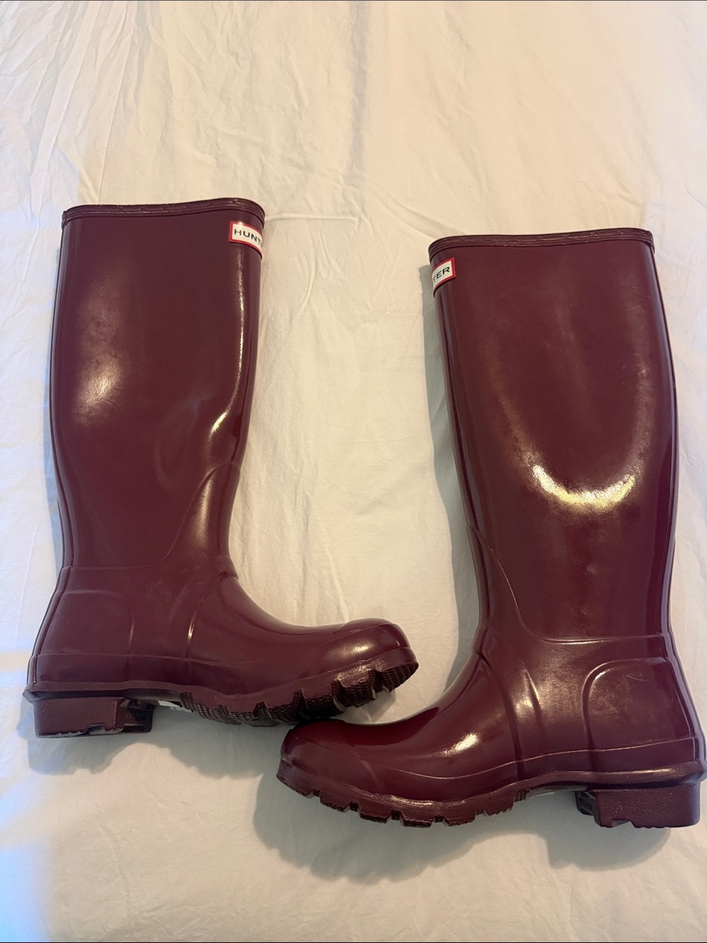 Hunter Women's Tall Rain Boots in Burgundy/Maroon